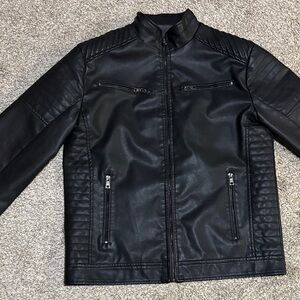 Men's Classic Faux Black Leather Jacket